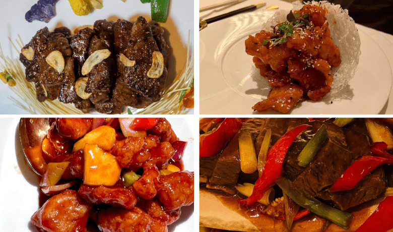 A screenshot of beef, poultry, and pork entrees from Wing Lei Restaurant in the Wynn Hotel and Casino Las Vegas.
