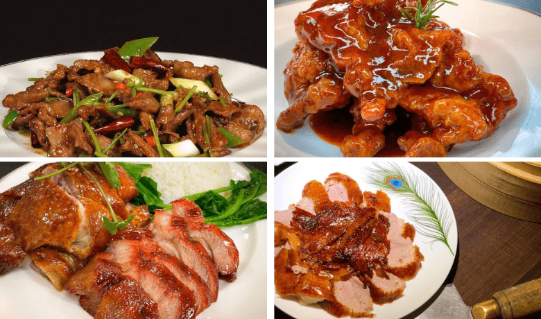 A screenshot of various meat entrees from Blossom Restaurant in the Aria Hotel and Casino Las Vegas.