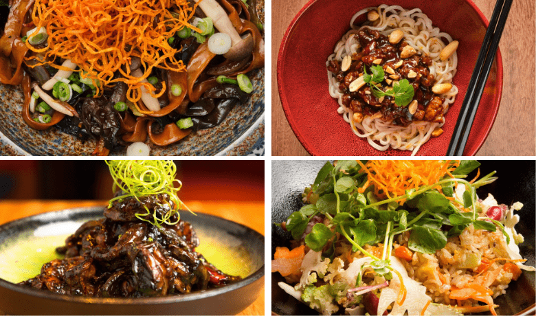 A screenshot of various noodle dishes from China Poblano Restaurant in the Cosmopolitan Hotel and Casino Las Vegas.