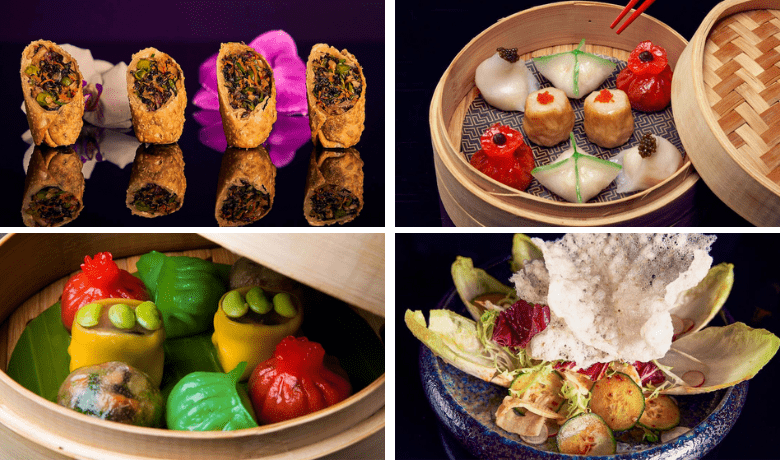 A screenshot of various dim sum dishes and a salad from Hakkasan Restaurant in the MGM Grand Hotel and Casino Las Vegas.
