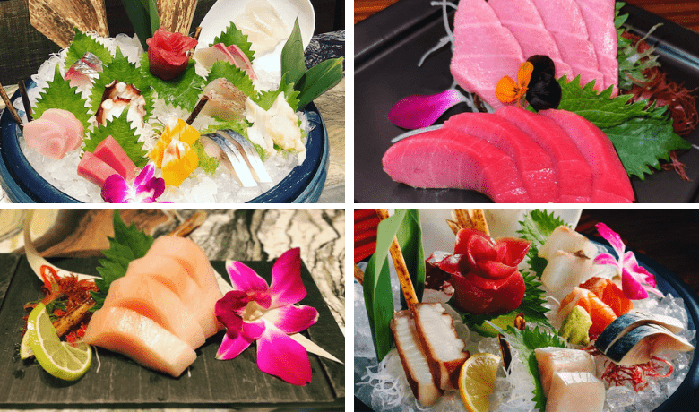 A screenshot of various sashimi options from Morimoto Restaurant in the MGM Grand Hotel and Casino Las Vegas.