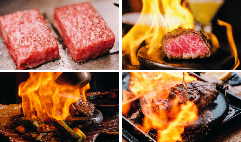 A screenshot of Japanese A5 wagyu meat being prepared from Nobu Restaurant in Caesars Palace Hotel and Casino Las Vegas.