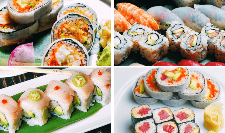 A screenshot of various sushi maki choices from Nobu Restaurant in Paris Hotel and Casino Las Vegas.