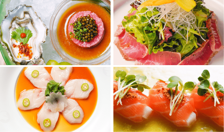 A screenshot of various cold dish plates from Nobu Restaurant in Paris Hotel and Casino Las Vegas.