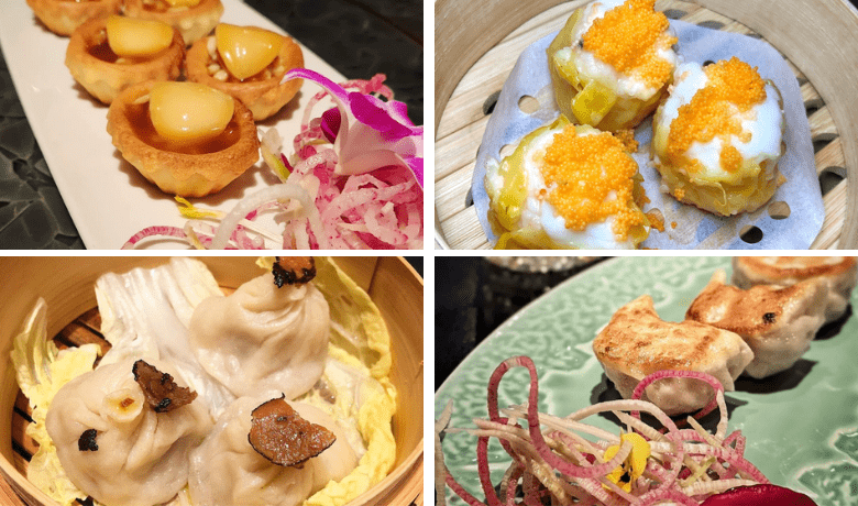 A screenshot of various dim sum and dumpling plates from Red Plate Restaurant in the Cosmopolitan Hotel and Casino Las Vegas.