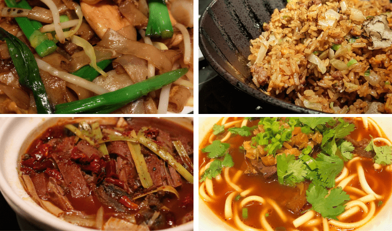 A screenshot of various noodle, fried rice, and soup noodle dishes from Red Plate Restaurant in the Cosmopolitan Hotel and Casino Las Vegas.