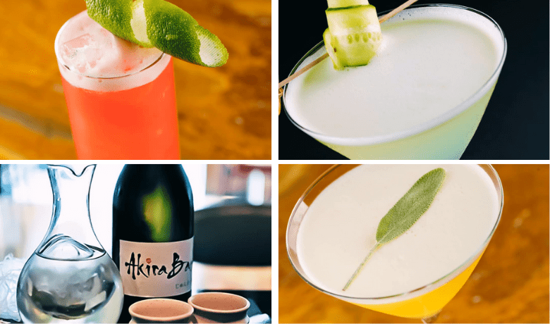 A screenshot of cocktail drinks and sake from Yellowtail Restaurant in the Bellagio Hotel and Casino Las Vegas.