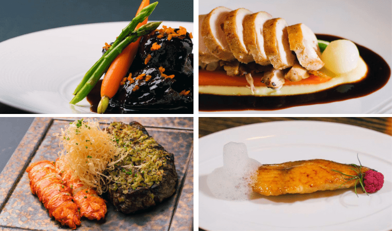 A screenshot of various entrees from Yellowtail Restaurant in the Bellagio Hotel and Casino Las Vegas.