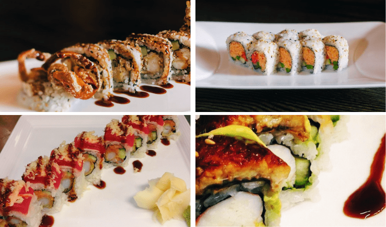 A screenshot of various sushi rolls from Yellowtail Restaurant in the Bellagio Hotel and Casino Las Vegas.