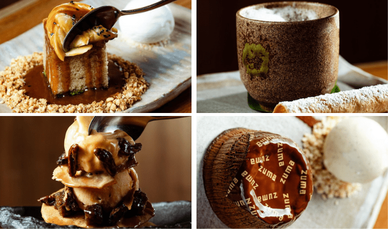 A screenshot of various dessert options from Zuma Restaurant in the Cosmopolitan Hotel and Casino Las Vegas.