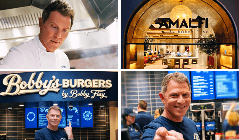 A screenshot of celebrity chef Bobby Flay at some of his various restaurant establishments in Las Vegas.