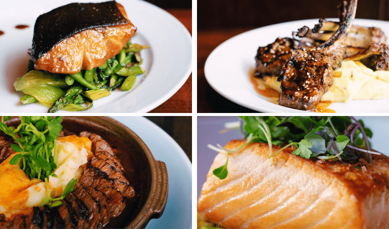 A screenshots of various entrees from KOI Restaurant in Planet Hollywood Hotel and Casino Las Vegas.