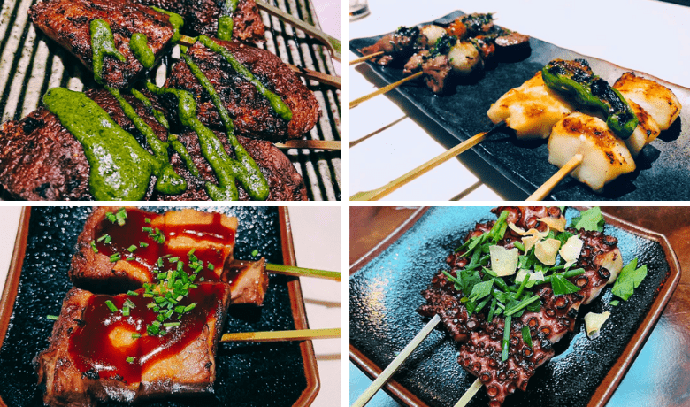 A screenshot of various Robata dishes from Otoro Restaurant in the Mirage Hotel and Casino Las Vegas.