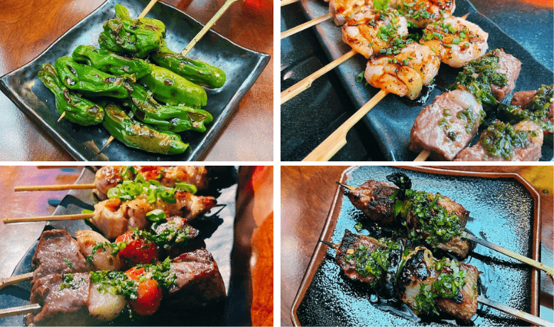 A screenshot of various Robata entrees from Otoro Restaurant in the Mirage Hotel and Casino Las Vegas.