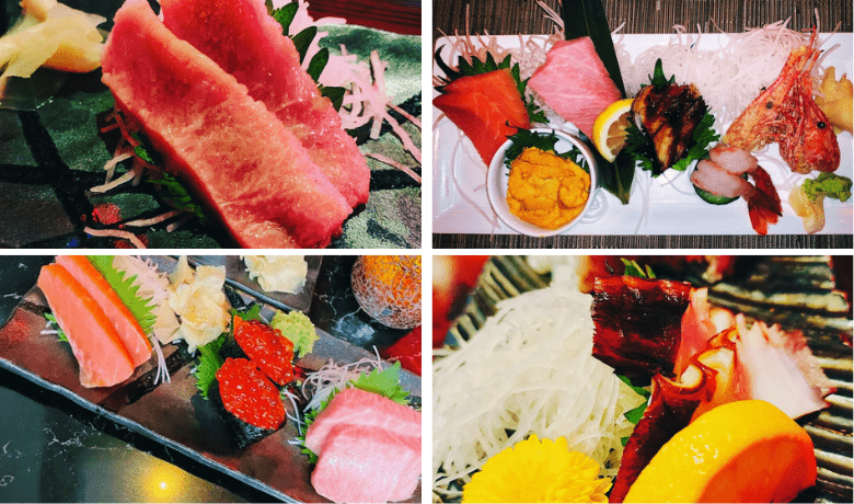 A screenshot of various sashimi choices from Otoro Restaurant in the Mirage Hotel and Casino Las Vegas.