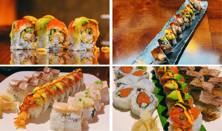 A screenshot of various specialty rolls from Otoro Restaurant in the Mirage Hotel and Casino Las Vegas.