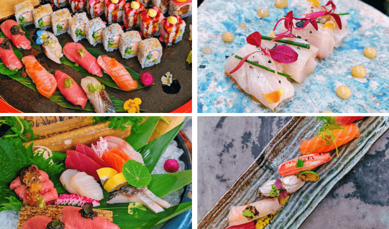 A screenshot of various sushi plates from SUSHISAMBA Restaurant in the Venetian Hotel and Casino Las Vegas.