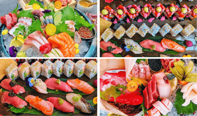 A screenshot of various nigiri and sashimi options from SUSHISAMBA Restaurant in the Venetian Hotel and Casino Las Vegas.