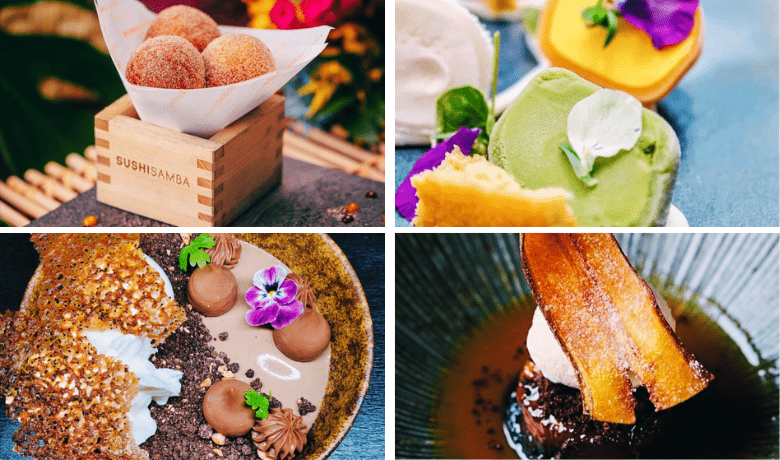 A screenshot of various desserts from SUSHISAMBA Restaurant in the Venetian Hotel and Casino Las Vegas.