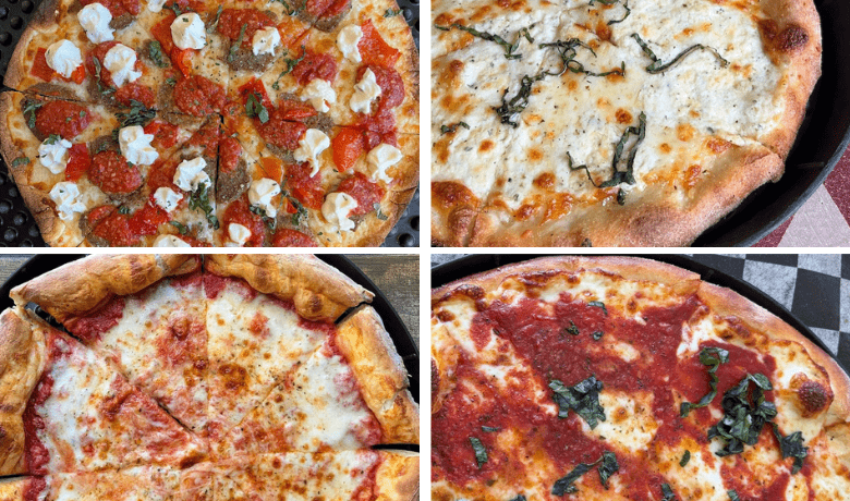 A screenshot of various artisan pizzas.