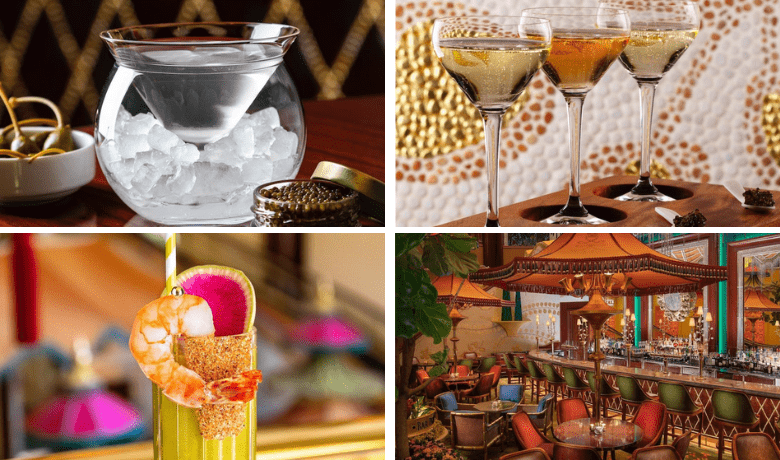 A screenshot of various cocktails and the ambiance at Bar Parasol in the Wynn Hotel and Casino Las Vegas.