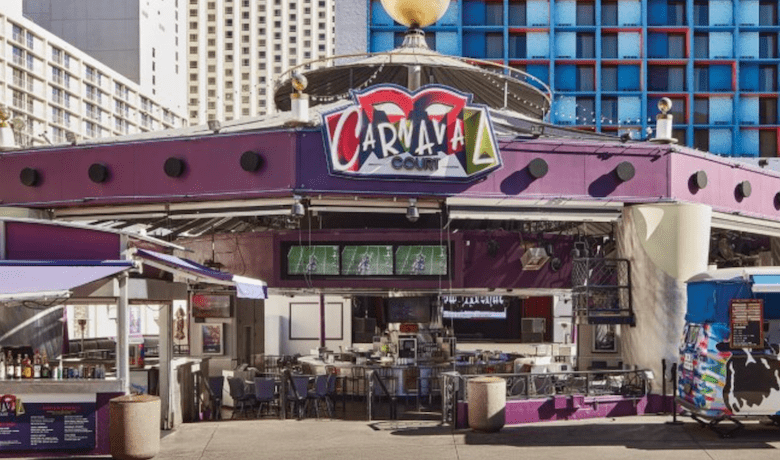 A screenshot of the Carnaval Court at Harrah's Hotel and Casino Las Vegas.