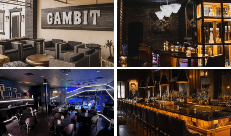 A screenshot of the ambiance at Gambit Cocktail Bar in Henderson Las Vegas.