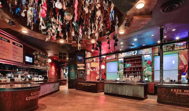 A screenshot of the atmosphere and ambiance at Coyote Ugly Country Bar in New York New York Hotel and Casino Las Vegas.