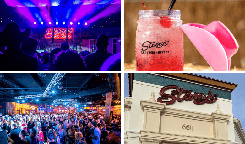 A screenshot of the atmosphere and ambiance and a cocktail from Stoney's Rockin' Country Bar on Las Vegas Blvd.