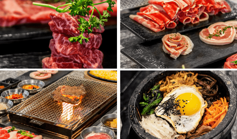 A screenshot of menu highlights from Moo Woo Korean BBQ restaurant in Las Vegas.