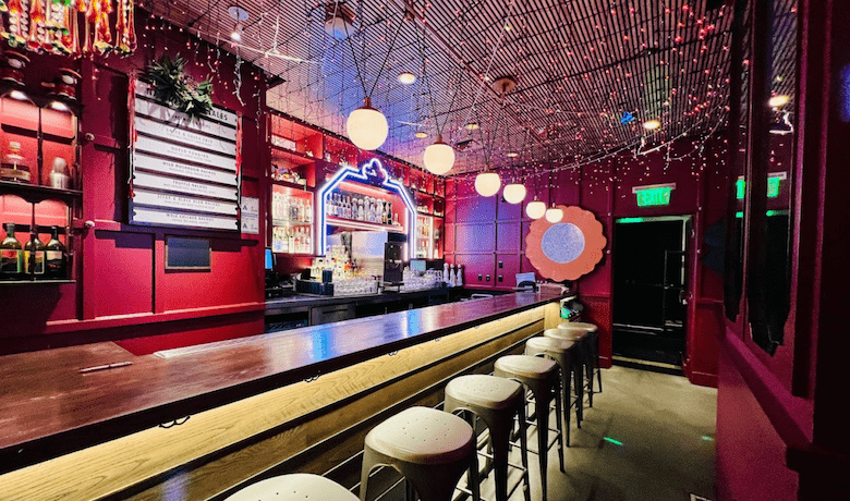 A screenshot of the bar at Ghost Donkey Speakeasy in the Cosmopolitan Hotel and Casino Las Vegas.