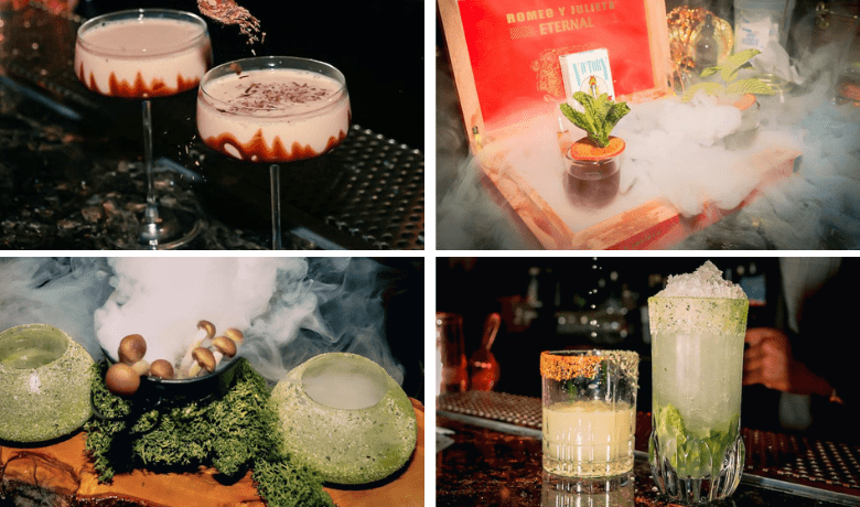 A screenshot of various cocktails from Easy's Cocktail Lounge Speakeasy at the Aria Hotel and Casino Las Vegas.