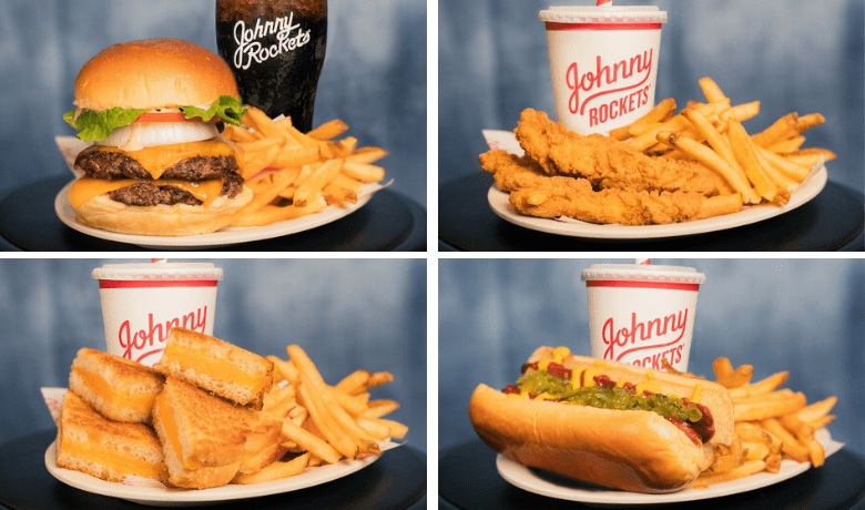 A screenshot of the menu highlights from Johnny Rockets Restaurant in the Mohegan Sun Hotel and Casino.